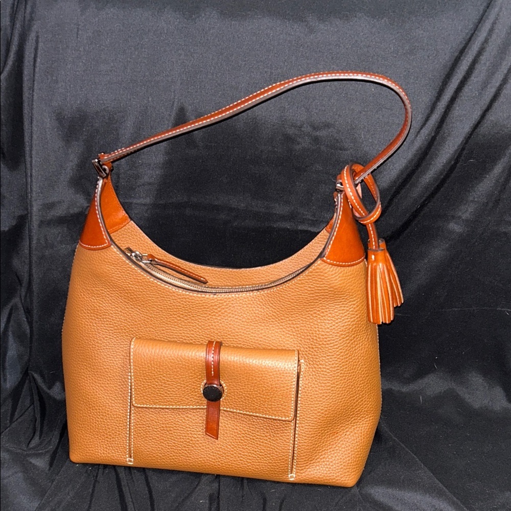 Dooney & Bourke Large Cambridge Brown Pebbled Leather Hobo Shoulder NWOT $329‎
